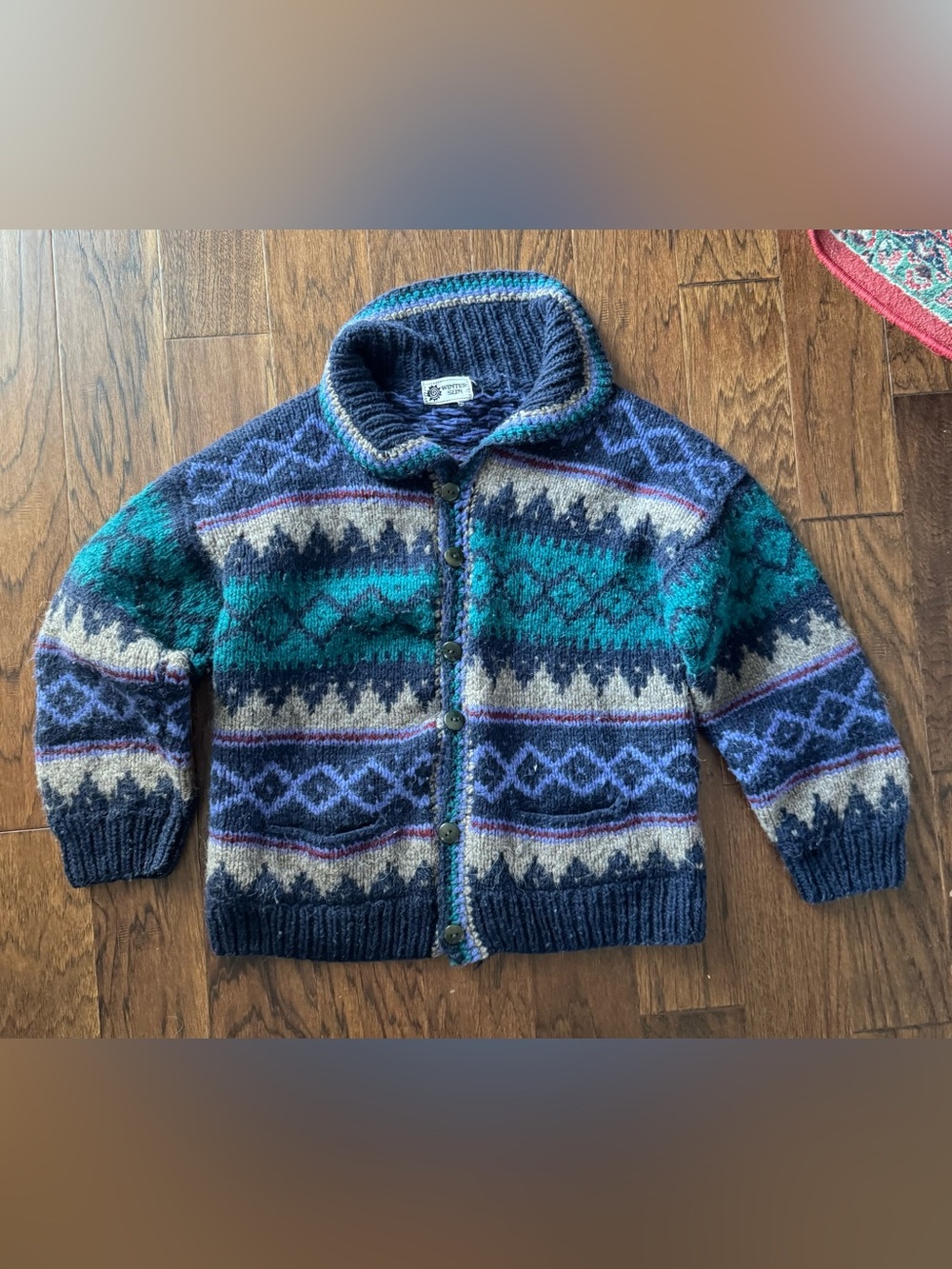 Winter Sun Button-Front Fair Isle Sweater L